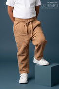 The Nesavu Boys Pant Boys Breathable Muslin Cotton Pants for Casual Outings and Play Nesavu 16 (1Y) / Cream / Muslin Cotton BWP031G-16 Nesavu boys breathable muslin cotton pants for casual outings comfortable kids drawstring pants