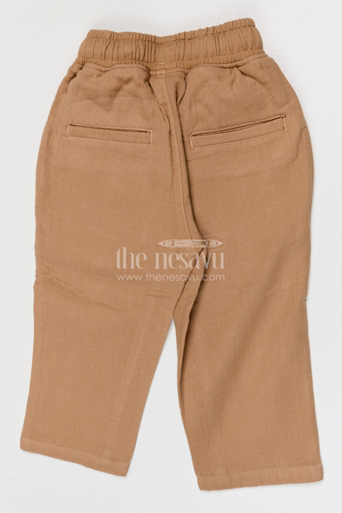 The Nesavu Boys Pant Boys Breathable Muslin Cotton Pants for Casual Outings and Play Nesavu Nesavu boys breathable muslin cotton pants for casual outings comfortable kids drawstring pants
