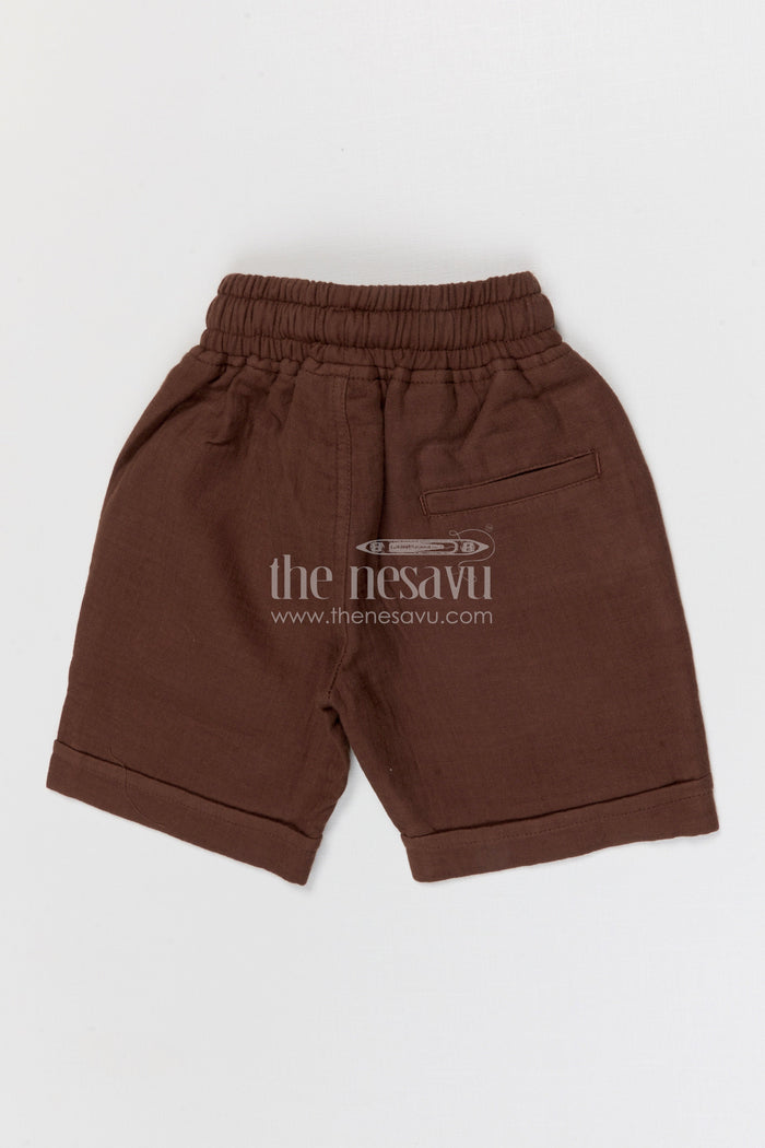 The Nesavu Boys Shorts Boys Breathable Muslin Cotton Shorts for Summer Activities and Play Nesavu Nesavu boys breathable muslin cotton shorts for summer play comfortable kids drawstring shorts
