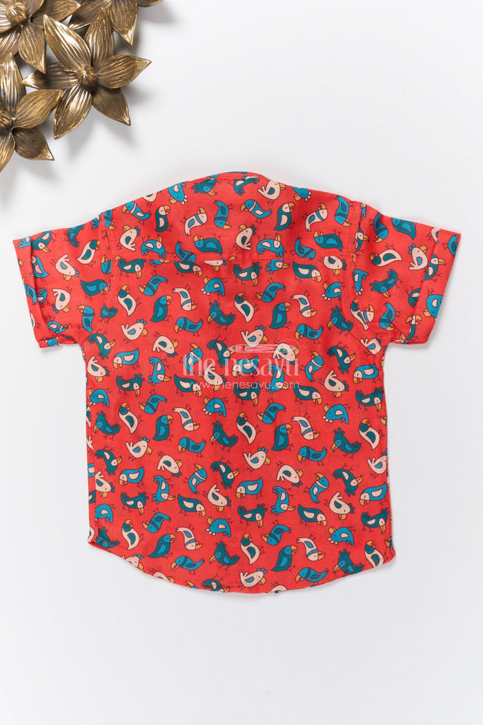 The Nesavu Boys Linen Shirt Boys Cartoon Print Linen Shirt for School Casuals and Weekend Fun Nesavu Nesavu boys cartoon digital print linen shirt school days birthday parties casual play