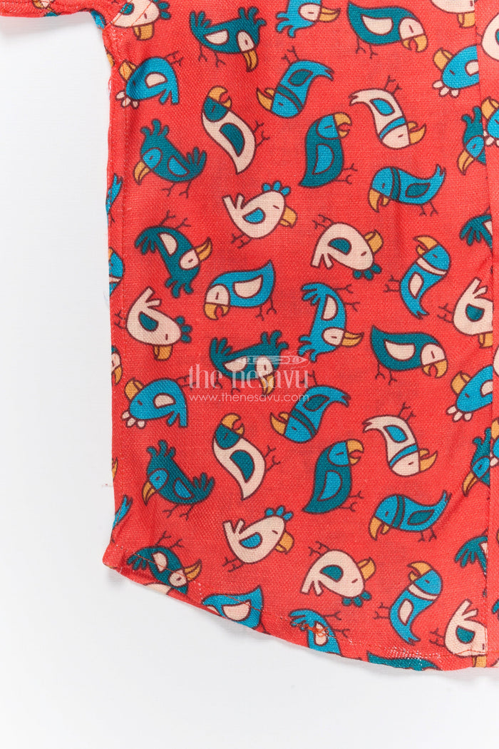 The Nesavu Boys Linen Shirt Boys Cartoon Print Linen Shirt for School Casuals and Weekend Fun Nesavu Nesavu boys cartoon digital print linen shirt school days birthday parties casual play