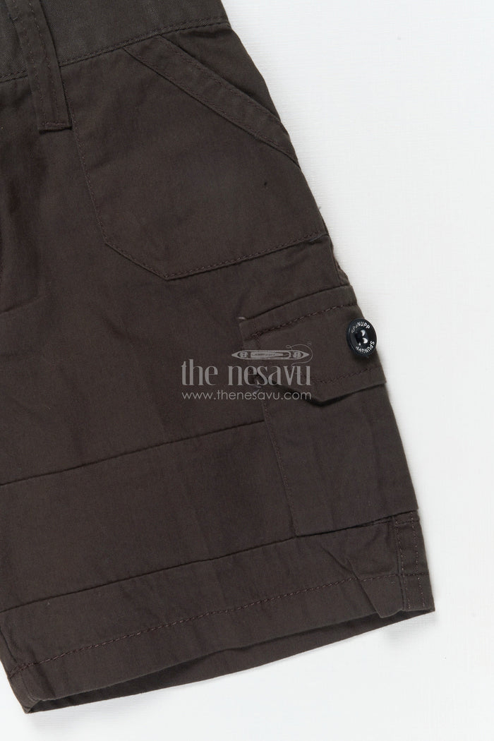 The Nesavu Boys Shorts Boys Casual Cotton Shorts for Daily Wear and Outings Nesavu 16 (1Y) / Black / Cotton BWS074E-16 Nesavu cotton shorts for boys with practical pockets – great for playdates, school and summer outings