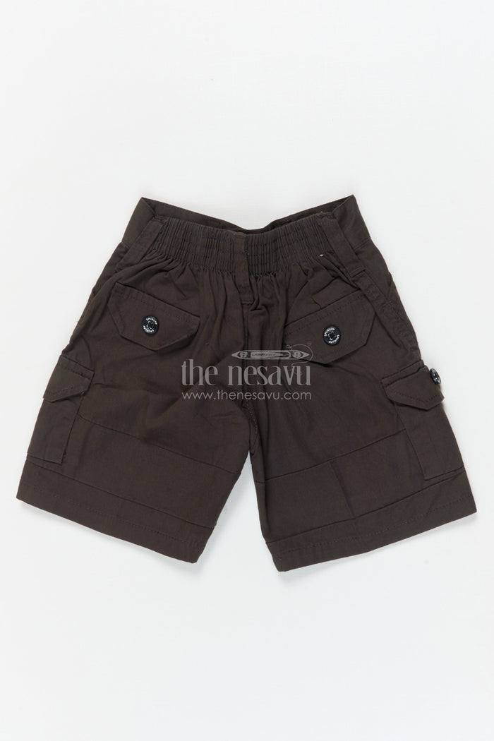 The Nesavu Boys Shorts Boys Casual Cotton Shorts for Daily Wear and Outings Nesavu 16 (1Y) / Black / Cotton BWS074E-16 Nesavu cotton shorts for boys with practical pockets – great for playdates, school and summer outings