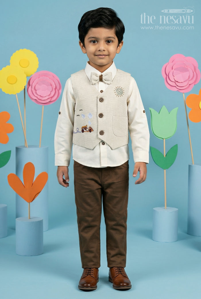 The Nesavu Boys Casual Set Boys Casual Outfit Set for Outings and Everyday Comfort Nesavu 16 (1Y) / Green / Cotton BCS594B-16 Nesavu Boys Casual Outfit Set For Everyday Outings In Soft Cotton Fabric With Comfortable Fit And Smart Styling