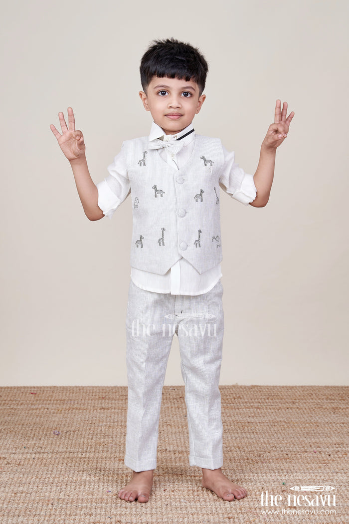 The Nesavu Boys Casual Set Boys Casual Set for Birthdays and Family Day Outings Nesavu 16 (1Y) / Green BCS224C-16 Nesavu boys casual outfit printed jacket birthdays smart family outings