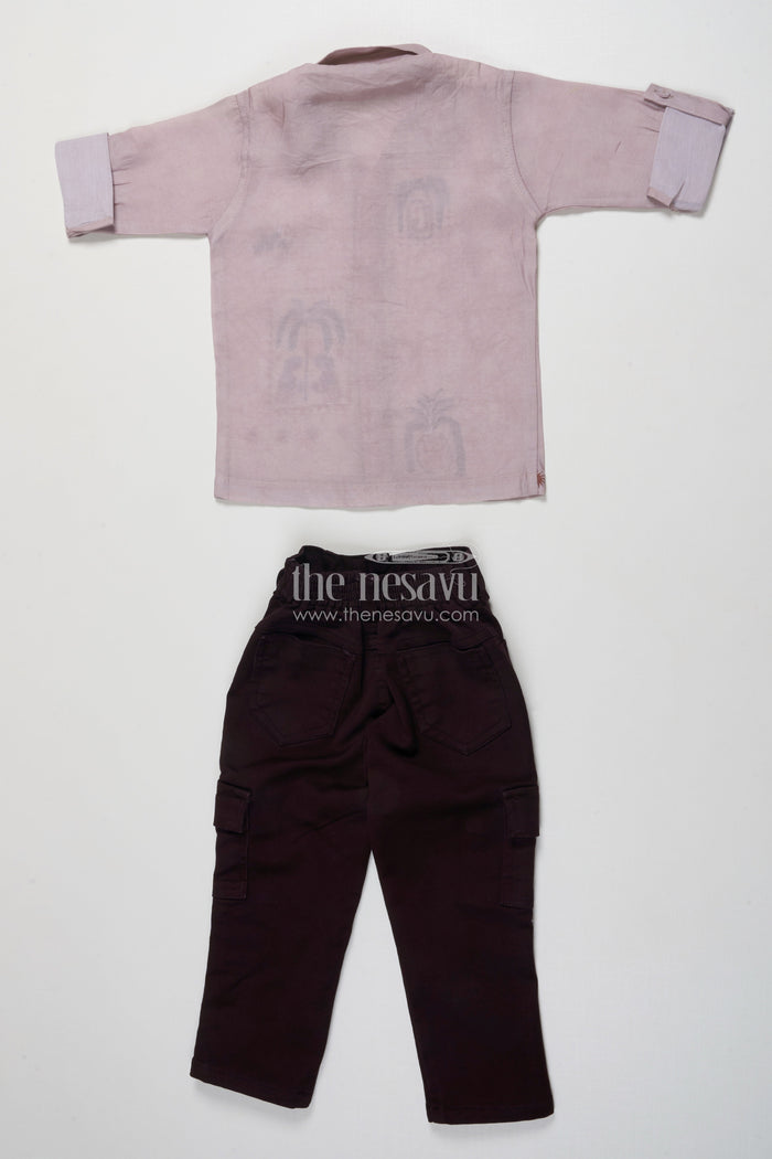 The Nesavu Boys Casual Set Boys Casual Shirt and Pant Set for Everyday Wear and Outings Nesavu Nesavu boys casual cotton blend shirt pant set embroidery daily wear outings