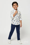 The Nesavu Boys Casual Set Boys Casual Shirt and Pant Set for Smart Everyday Dressing Nesavu 12 (3M) / Blue BCS543A-12 Nesavu boys printed shirt and cotton pant casual set for playful everyday style