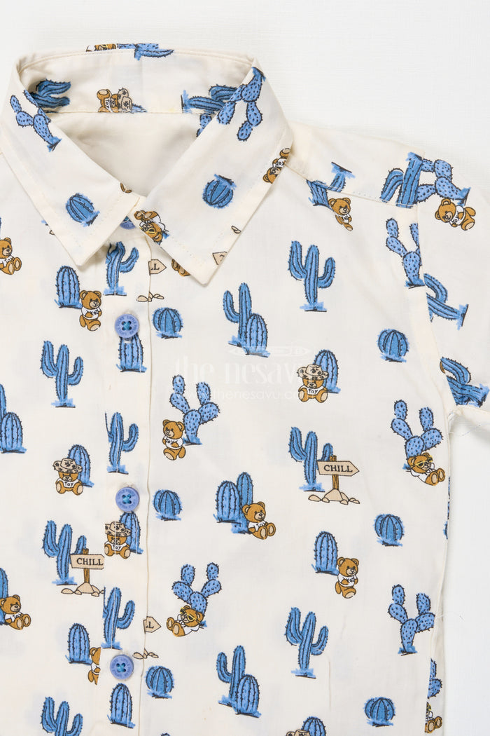 The Nesavu Boys Casual Set Boys Casual Shirt and Pant Set for Smart Everyday Dressing Nesavu Nesavu boys printed shirt and cotton pant casual set for playful everyday style