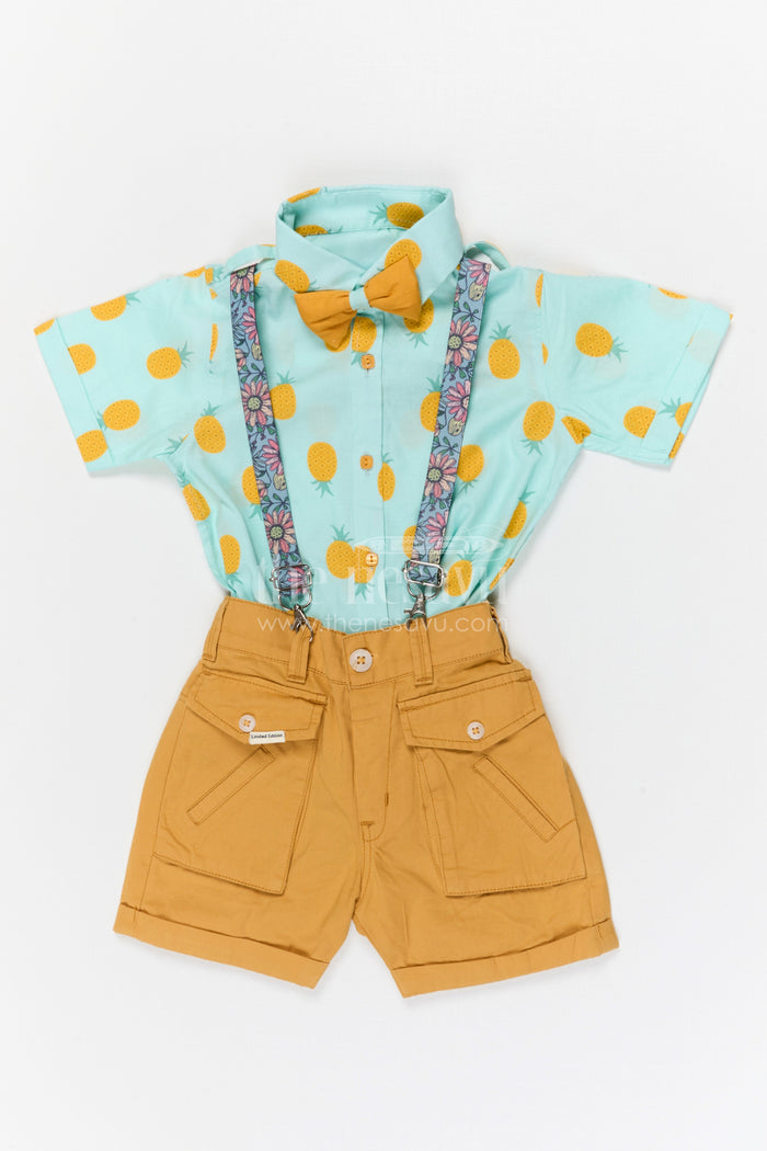 The Nesavu Boys Casual Set Boys Casual Shirt and Shorts Set for Birthday Parties and Outings Nesavu 16 (1Y) / Green / Cotton BCS570A-16 Nesavu boys cotton digital print shirt and shorts set for birthday parties outings and celebrations
