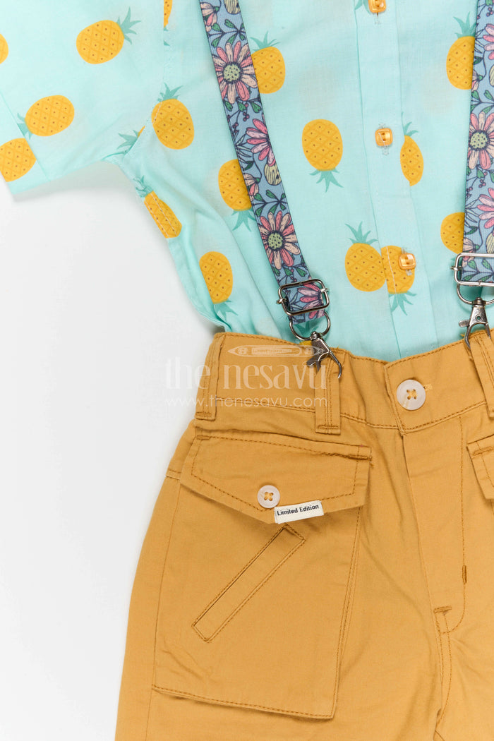 The Nesavu Boys Casual Set Boys Casual Shirt and Shorts Set for Birthday Parties and Outings Nesavu Nesavu boys cotton digital print shirt and shorts set for birthday parties outings and celebrations
