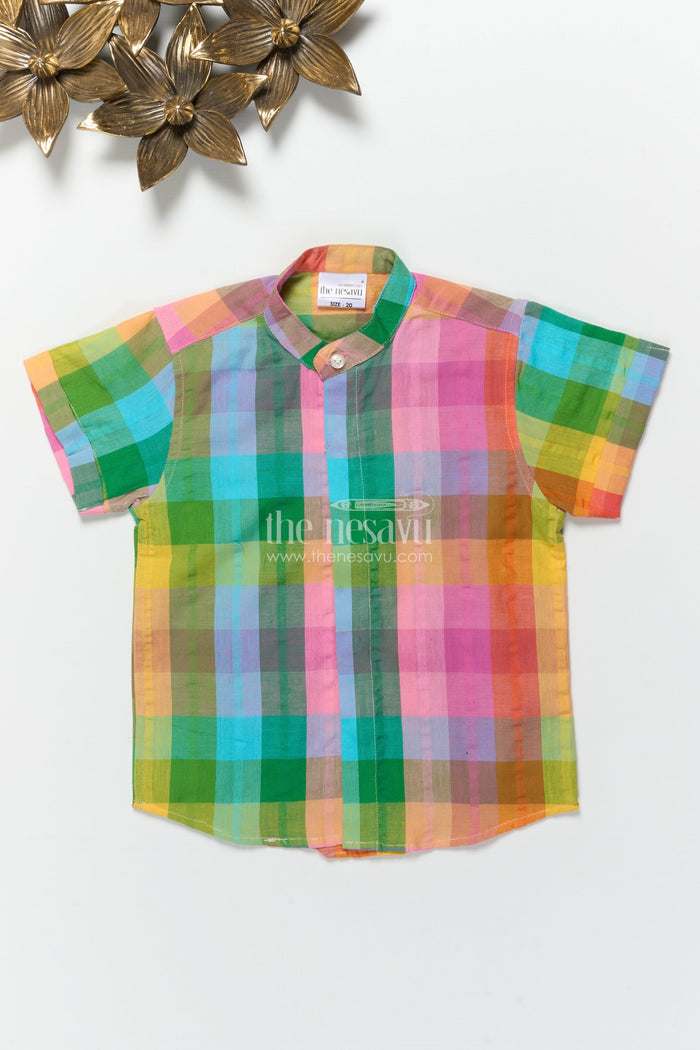 The Nesavu Boys Cotton Shirt Boys Casual Shirt for Family Outings and Everyday Wear Nesavu Nesavu boys multicolour check shirt cotton birthdays casual events daily wear