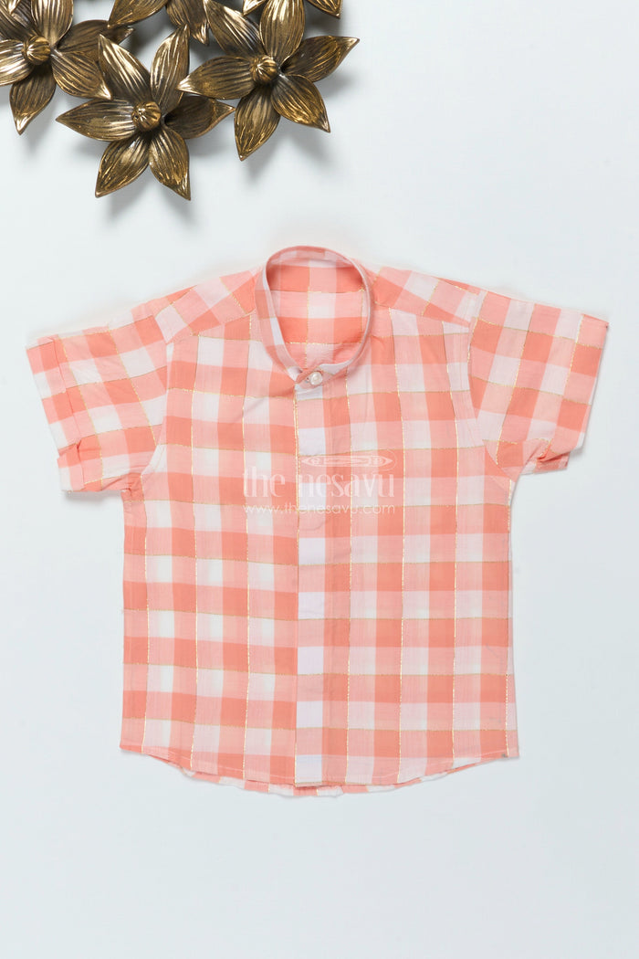 The Nesavu Boys Cotton Shirt Boys Checked Cotton Shirt for Summer Outings and School Wear Nesavu Nesavu boys cotton checked shirt school casual summer dressing