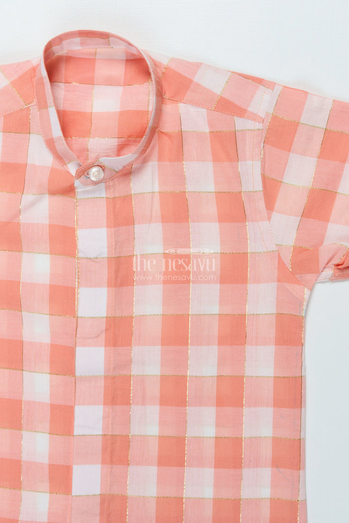 The Nesavu Boys Cotton Shirt Boys Checked Cotton Shirt for Summer Outings and School Wear Nesavu Nesavu boys cotton checked shirt school casual summer dressing