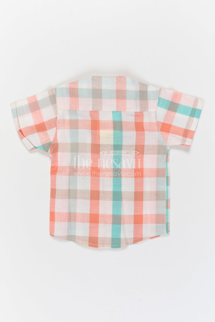 The Nesavu Boys Cotton Shirt Boys Checked Shirt for Birthday Outings and Casual Celebrations Nesavu Nesavu Boys Checked Cotton Shirt For Birthday Outings And Casual Celebrations