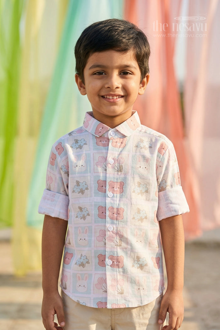 The Nesavu Boys Cotton Shirt Boys City Travel Print Cotton Shirt for Stylish Outings and Casual Events Nesavu 14 (6M) / Multicolor / Cotton BS422A-14 Nesavu boys cotton city travel print shirt for casual outings school events and kids fashion