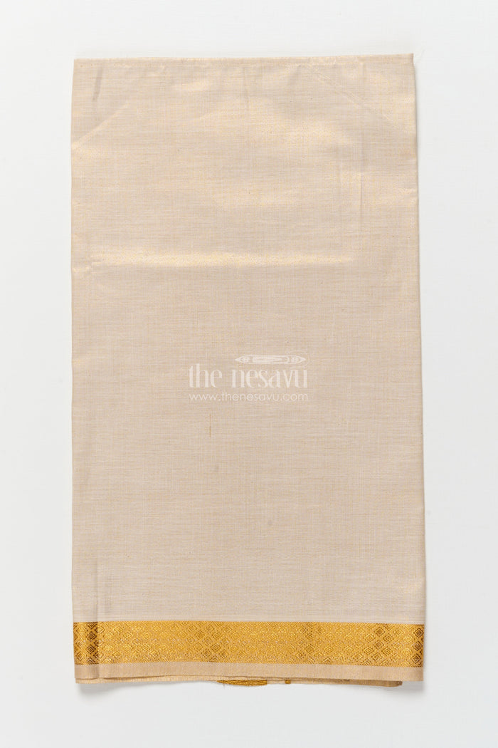 The Nesavu Boys Vesti Boys Classic Vesti for Temple Wear and School Ethnic Day Nesavu Nesavu boys tissue vesti gold border school ethnic wear traditional rituals