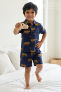 The Nesavu Boys Casual Set Boys Co Ord Set for Summer Outings and Casual Playtime Nesavu 16 (1Y) / Blue / Cotton BCS613A-16 Nesavu Boys Cotton Co Ord Set For Summer Outings With Digital Print Shirt And Shorts Casual Wear