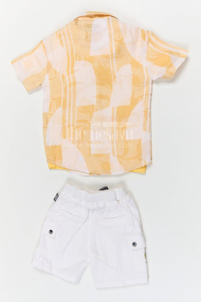 The Nesavu Boys Casual Set Boys Cotton Casual Outfit for Outings and Summer Wear Nesavu Nesavu boys cotton casual outfit for outings with breathable fabric and comfortable shorts summer kids wear