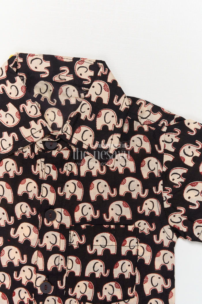 The Nesavu Boys Casual Set Boys Cotton Casual Wear Set with Elephant Pattern for Playful Days Nesavu Nesavu boys cotton set with elephant digital print – breathable casual outfit for toddlers