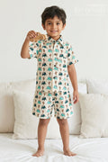 The Nesavu Boys Casual Set Boys Cotton Dress Set for Summer Outings and Playtime Nesavu 16 (1Y) / Yellow / Cotton BCS610A-16 Nesavu Boys Cotton Co Ord Set For Summer Outings With Digital Print Shirt And Shorts Casual Wear