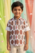Boys Cotton Geometric Print Shirt for Casual Outings and Everyday Comfort