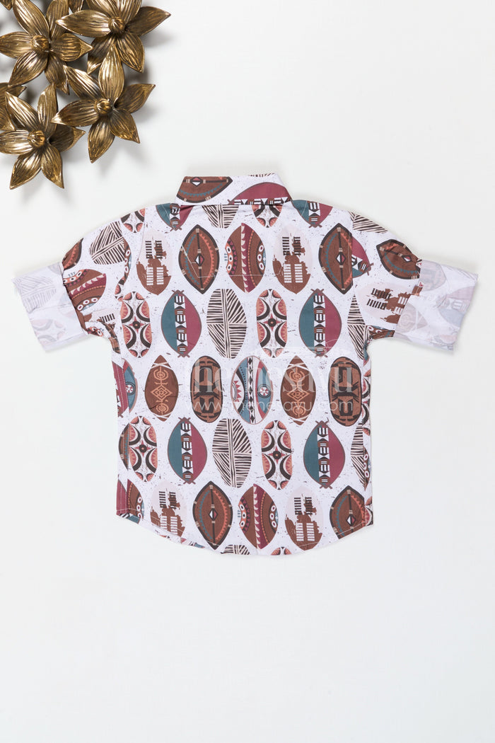 The Nesavu Boys Cotton Shirt Boys Cotton Geometric Print Shirt for Casual Outings and Everyday Comfort Nesavu Nesavu boys cotton geometric digital print shirt for casual outings and everyday wear