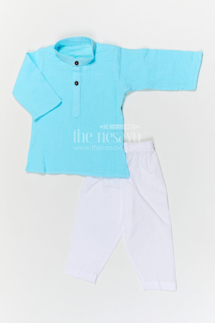 The Nesavu Boys Casual Set Boys Cotton Kurta Set for Casual Outings and Festive Wear Nesavu Nesavu boys muslin cotton kurta set for casual outings and festive family gatherings