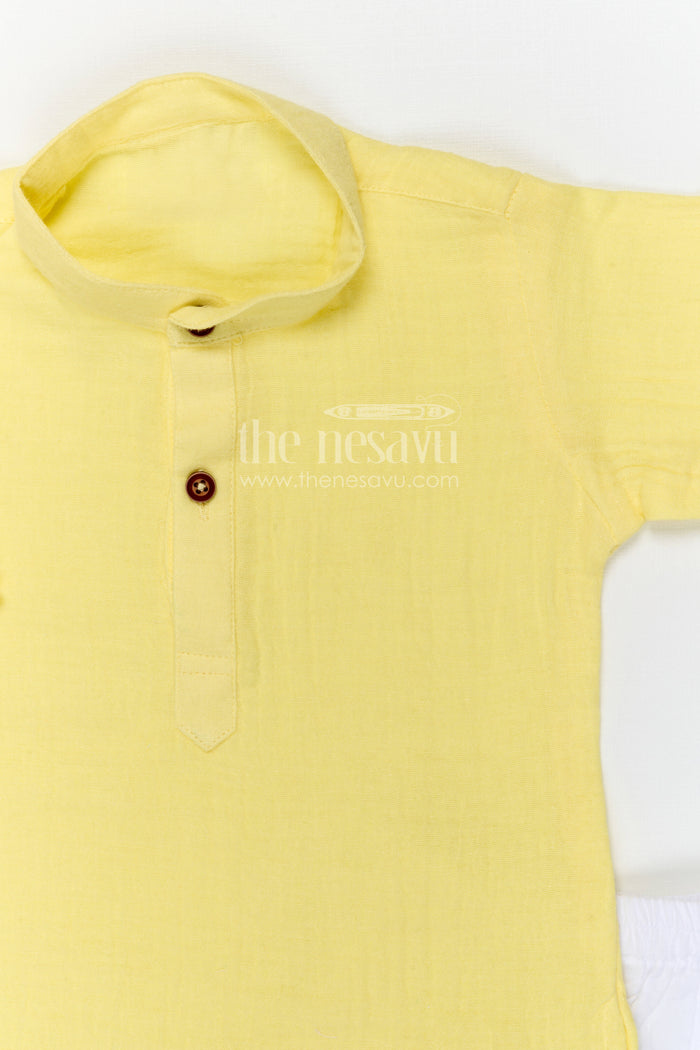 The Nesavu Boys Casual Set Boys Cotton Kurta Set for Festive Outings and Family Visits Nesavu Nesavu boys muslin cotton kurta set for festive outings and traditional family gatherings