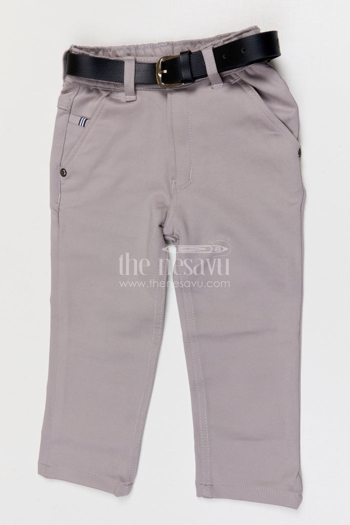 The Nesavu Boys Pant Boys Cotton Pants for School and Everyday Joyfull Events Nesavu 22 (4Y) / Gray / Cotton BWP029C-22 Nesavu boys cotton pants for school uniform and everyday casual kids wear