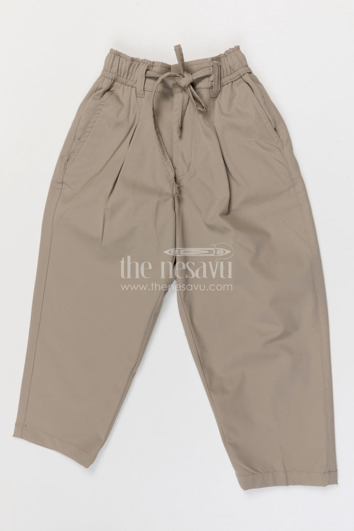 The Nesavu Boys Pant Boys Cotton Pants for School Uniforms and Everyday Wear Nesavu 22 (4Y) / Beige / Cotton BWP028C-22 Nesavu boys cotton twill pants comfortable school uniform and casual kids wear