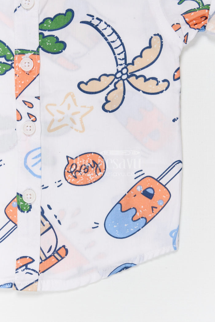 The Nesavu Boys Cotton Shirt Boys Cotton Printed Shirt for Casual Playtime and Outings Nesavu Nesavu boys cotton printed shirt casual kids outfit for everyday wear and outings