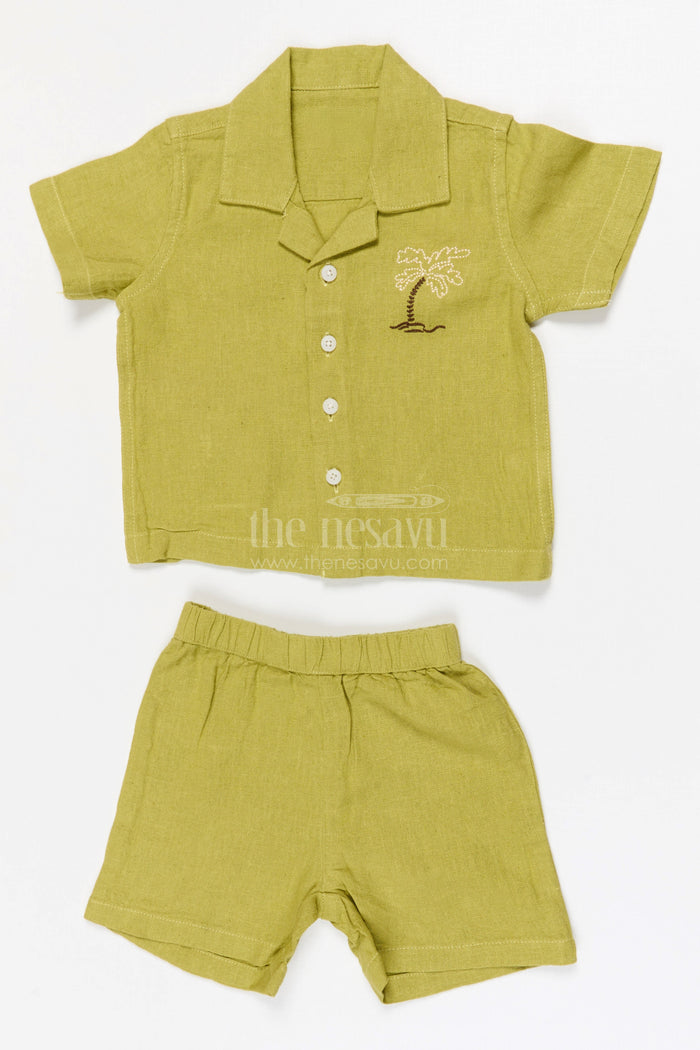 The Nesavu Boys Casual Set Boys Cotton Shirt and Shorts Set for Casual Outings Nesavu 12 (3M) / Blue / Cotton BCS557A-12 Nesavu Boys Cotton Shirt And Shorts Set For Everyday Wear Family Outings And Summer Comfort