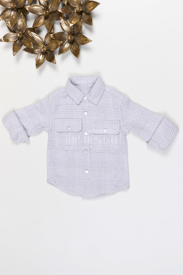 The Nesavu Boys Cotton Shirt Boys Cotton Shirt for Casual Outings and Family Functions Nesavu 18 (2Y) / Half white / Cotton Blend BS403A-18 Nesavu Boys Tweed Cotton Shirt For Casual Outings Family Functions And Smart Everyday Wear