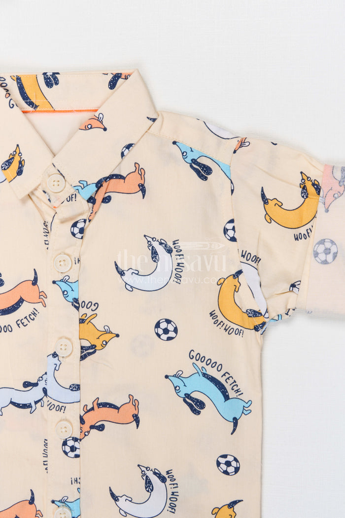 The Nesavu Boys Cotton Shirt Boys Cotton Shirt for Everyday Outings and Playtime Nesavu Nesavu boys cotton shirt with animal digital print casual everyday kids outfit