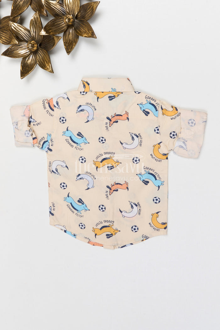 The Nesavu Boys Cotton Shirt Boys Cotton Shirt for Everyday Outings and Playtime Nesavu Nesavu boys cotton shirt with animal digital print casual everyday kids outfit