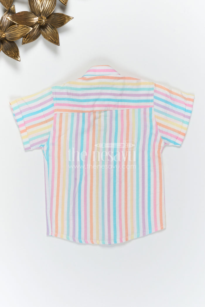 The Nesavu Boys Cotton Shirt Boys Cotton Shirt for Summer Outings and Casual Wear Nesavu Nesavu Boys Cotton Striped Shirt For Summer Outings And Casual Wear With Breathable Comfortable Fabric