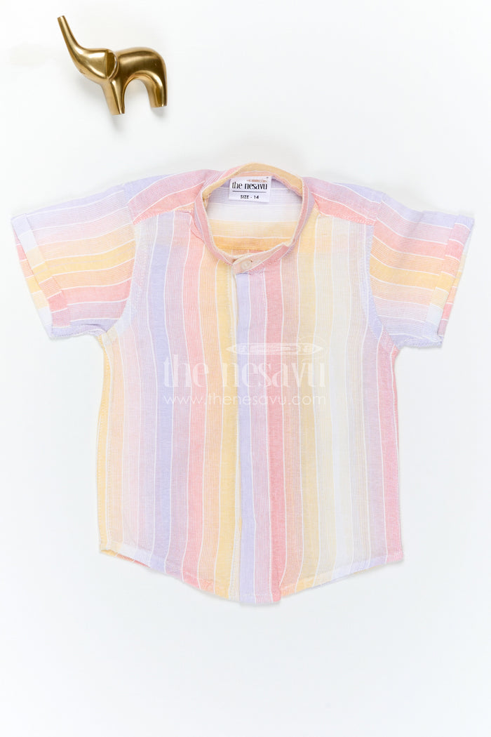 The Nesavu Boys Cotton Shirt Boys Cotton Shirt for Summer Outings and Vacational Wear Nesavu Nesavu Boys Cotton Striped Shirt For Summer Outings And Vacation Wear With Breathable Comfortable Fabric