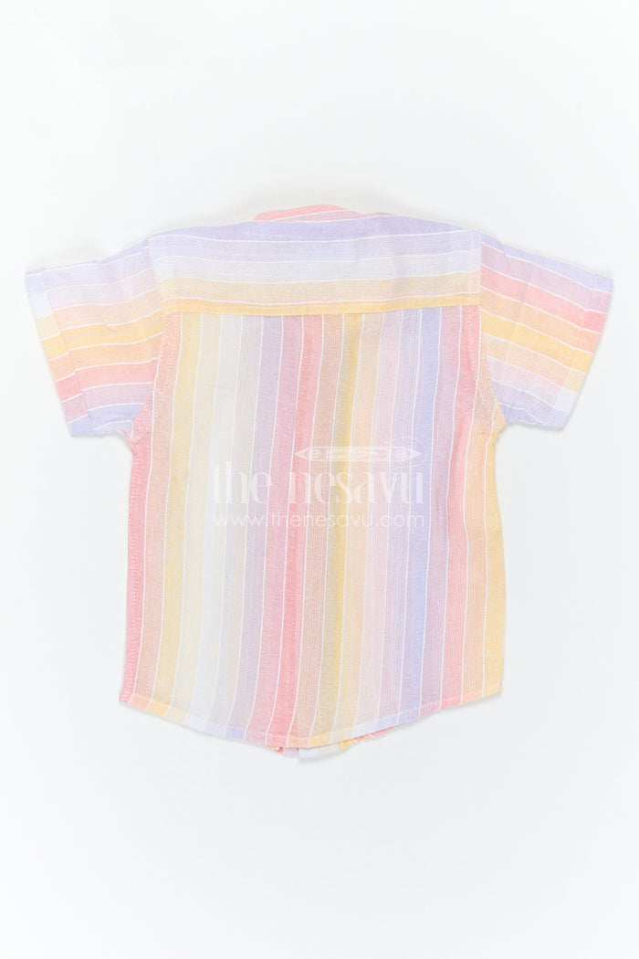 The Nesavu Boys Cotton Shirt Boys Cotton Shirt for Summer Outings and Vacational Wear Nesavu Nesavu Boys Cotton Striped Shirt For Summer Outings And Vacation Wear With Breathable Comfortable Fabric