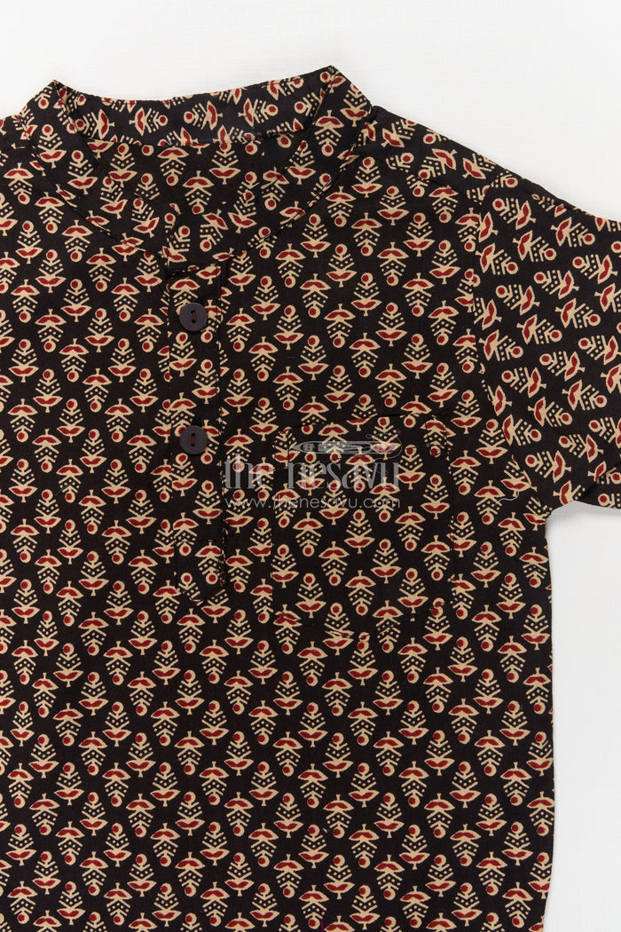 The Nesavu Boys Cotton Shirt Boys Cotton Shirt with Digital Print for Casual Ethnic Styling Nesavu Nesavu boys cotton printed shirt for casual ethnic looks – breathable and versatile styling