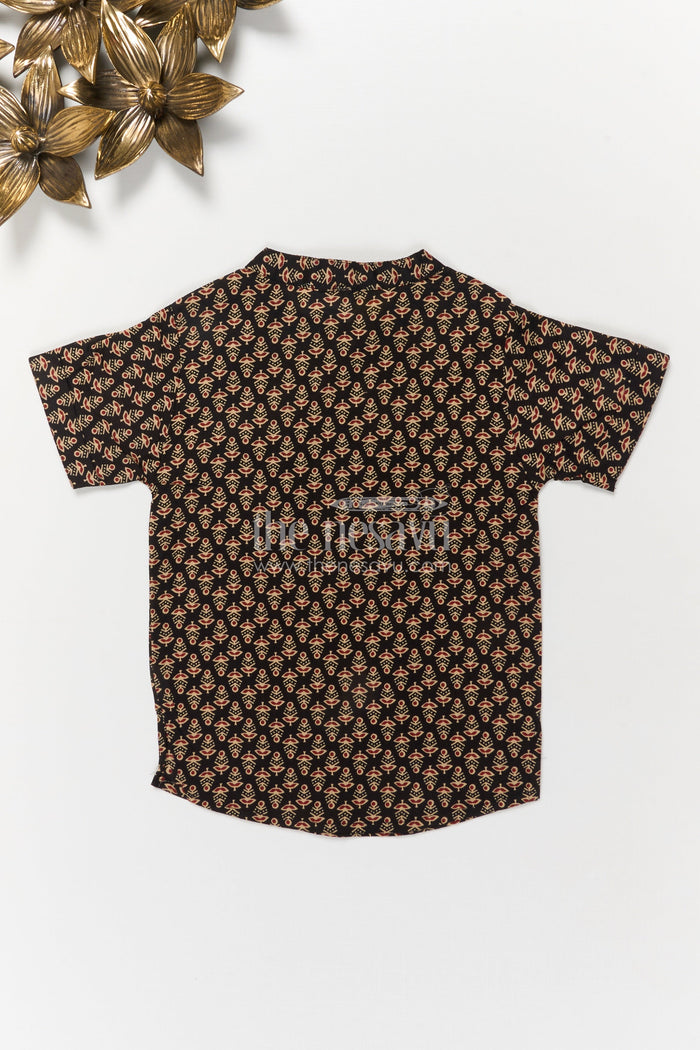 The Nesavu Boys Cotton Shirt Boys Cotton Shirt with Digital Print for Casual Ethnic Styling Nesavu Nesavu boys cotton printed shirt for casual ethnic looks – breathable and versatile styling
