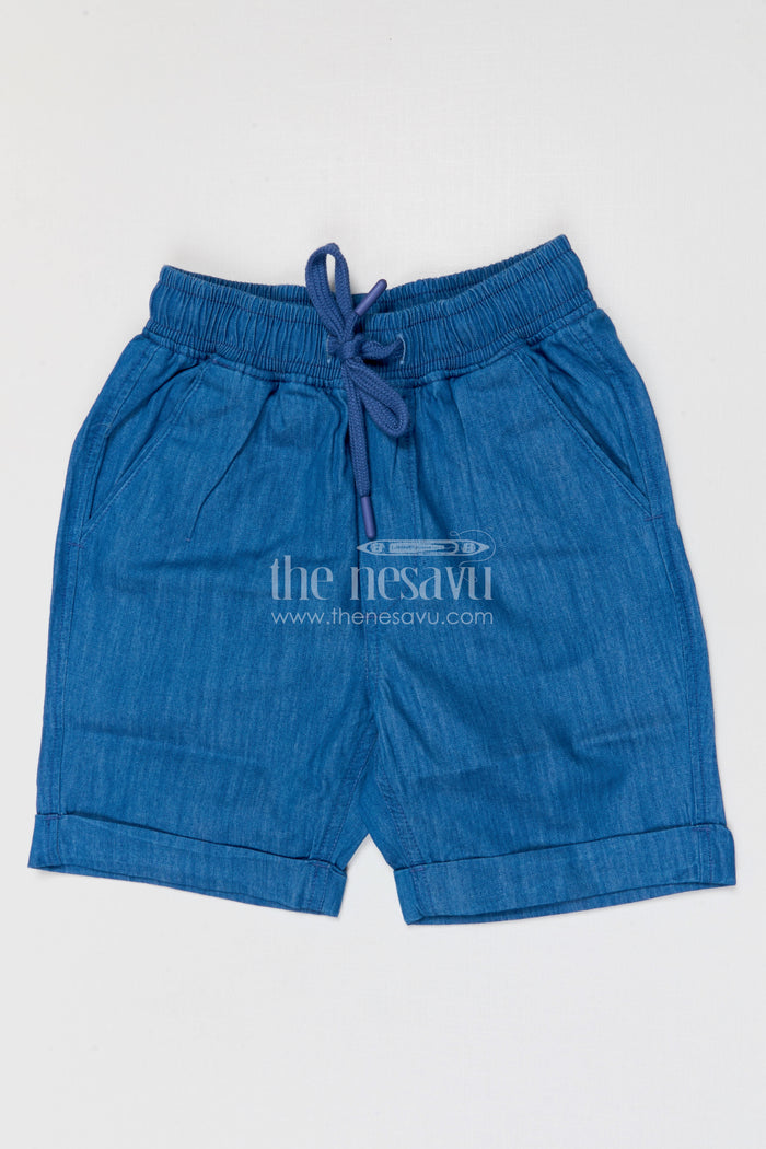 The Nesavu Boys Shorts Boys Cotton Shorts for Playground Fun and Summer Daily Wear Nesavu 22 (4Y) / Blue / Cotton BWS092A-22 Nesavu boys cotton shorts for active play and summer casual wear breathable kids drawstring shorts