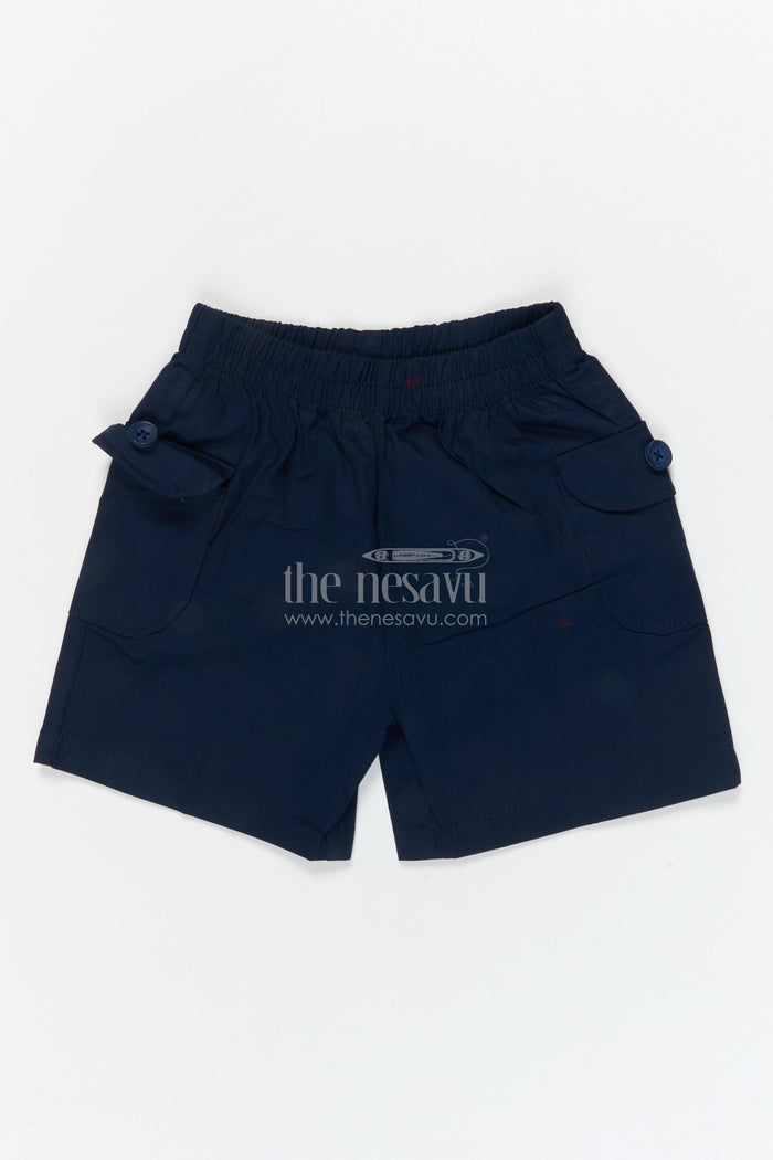 The Nesavu Boys Shorts Boys Cotton Shorts with Back Pockets for School and Casual Wear Nesavu 16 (1Y) / Blue / Cotton BWS072E-16 Nesavu boys everyday cotton shorts with back pockets – perfect for school and casual dressing