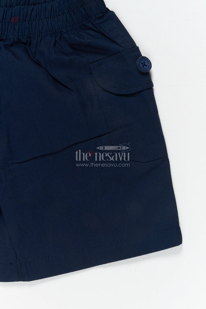 The Nesavu Boys Shorts Boys Cotton Shorts with Back Pockets for School and Casual Wear Nesavu 16 (1Y) / Blue / Cotton BWS072E-16 Nesavu boys everyday cotton shorts with back pockets – perfect for school and casual dressing
