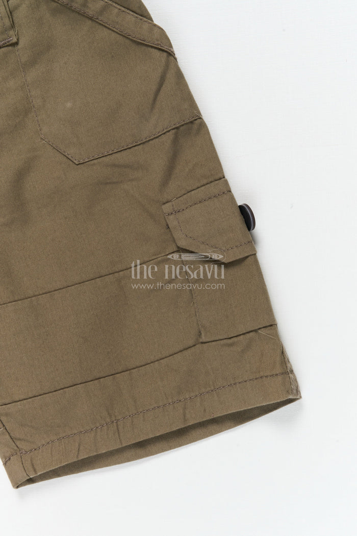 The Nesavu Boys Shorts Boys Cotton Shorts with Side Pockets for Everyday Movement Nesavu 16 (1Y) / Green / Cotton BWS074B-16 Nesavu cotton shorts for boys with utility design – perfect for active days, school and more