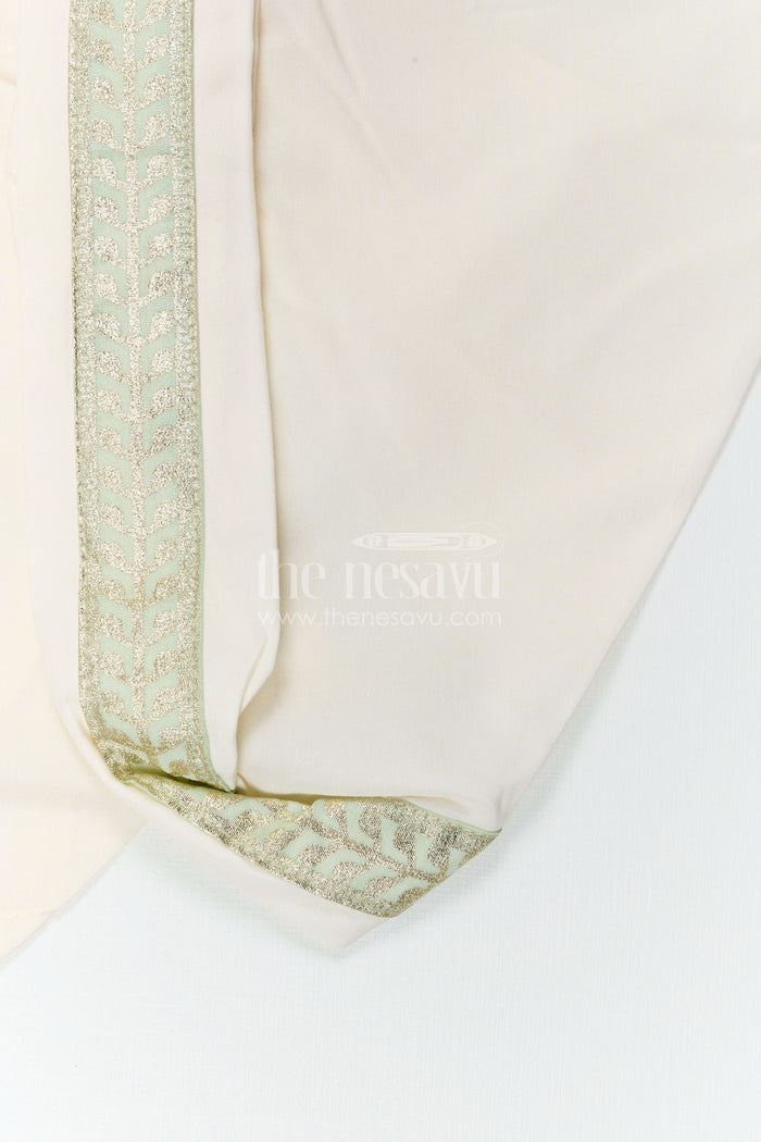 The Nesavu Boys Dothi Set Boys Dhoti Set for Ethnic Day and Traditional School Events Nesavu Nesavu Boys Dhoti Set For Ethnic Day With Zari Design Top And Comfortable Traditional Outfit