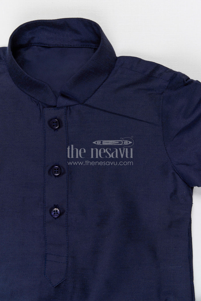 The Nesavu Boys Dothi Set Boys Dhoti Set for Festive Occasions and Traditional Functions Nesavu Nesavu boys silk cotton dhoti set with embroidered jacket for festive occasions