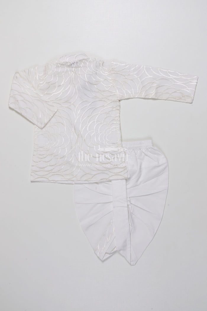 The Nesavu Boys Dothi Set Boys Dothi Set with Mirror and Sequence Embroidery Ethnic Festive Wear Nesavu Nesavu Boys Dothi Set Mirror Sequence Embroidery Festive Outfit