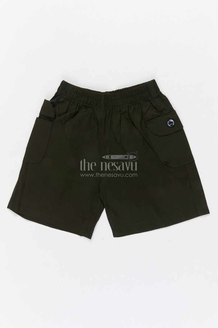 The Nesavu Boys Shorts Boys Easy-wear Cotton Shorts with Elastic Waist and Pocket Detailing Nesavu 16 (1Y) / Green / Cotton BWS072D-16 Nesavu boys cotton shorts with elastic waistband and flap pocket detail – great for everyday adventures