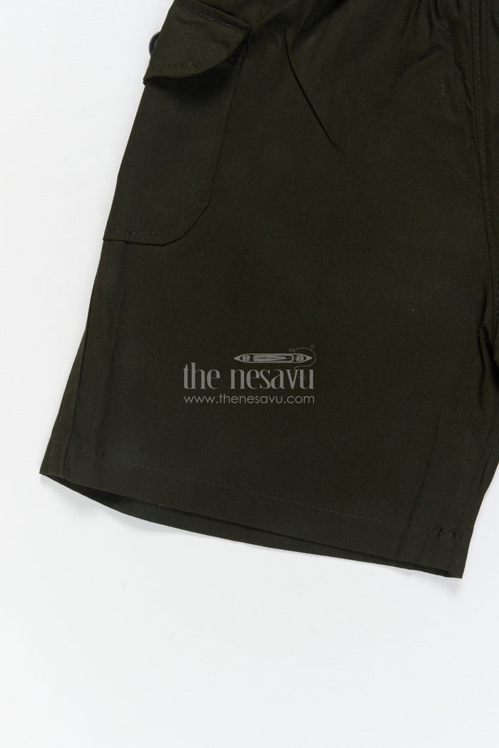 The Nesavu Boys Shorts Boys Easy-wear Cotton Shorts with Elastic Waist and Pocket Detailing Nesavu 16 (1Y) / Green / Cotton BWS072D-16 Nesavu boys cotton shorts with elastic waistband and flap pocket detail – great for everyday adventures