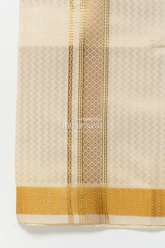 The Nesavu Boys Vesti Boys Embossed Vesti for Weddings and Festive Traditions Nesavu Nesavu boys tissue vesti embossed zari design weddings poojas festive occasions